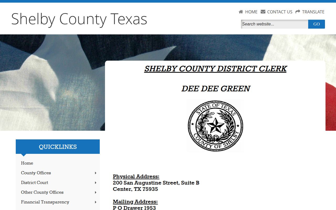 Shelby County District Clerk felony court record channel